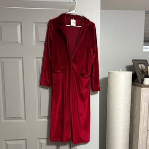 Elegant Red Velvet Women's Kimono